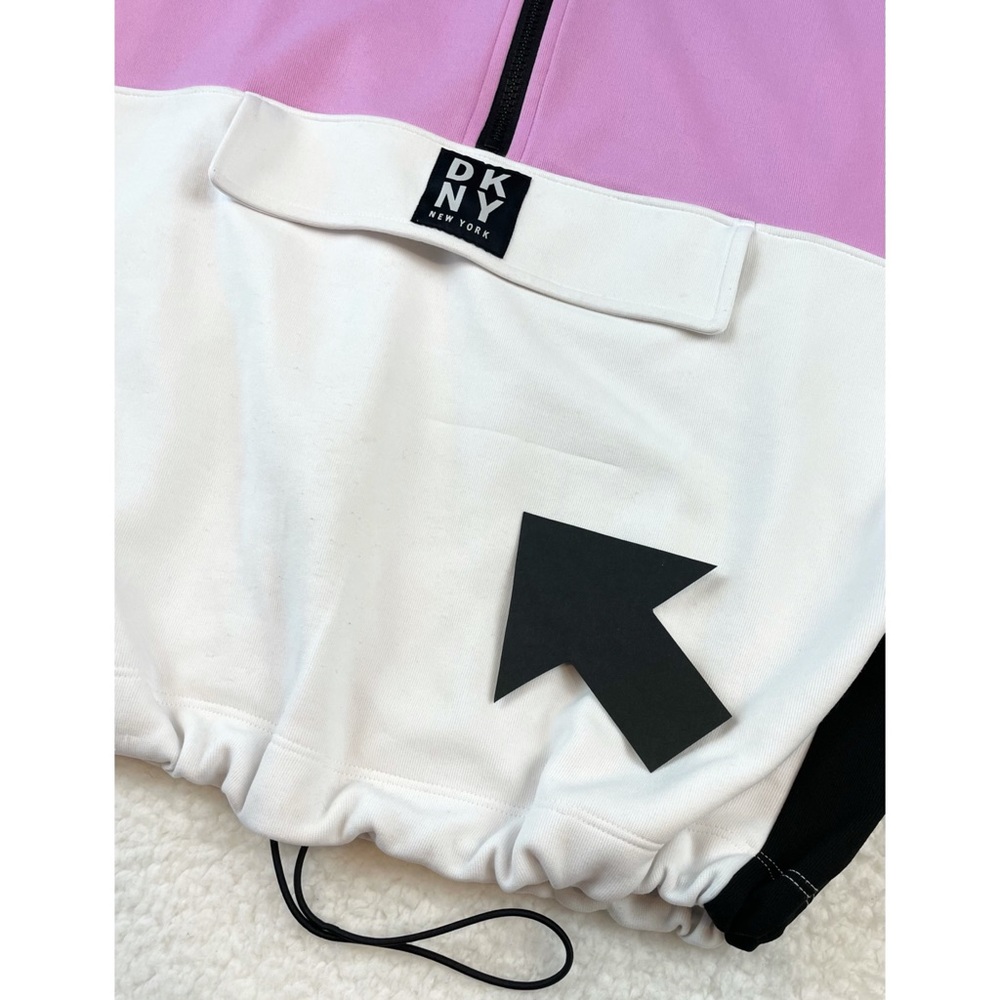 DKNY • Sport Pink/White Colorblock Half-Zip Pullover Sweatshirt, S - Picture 14 of 16